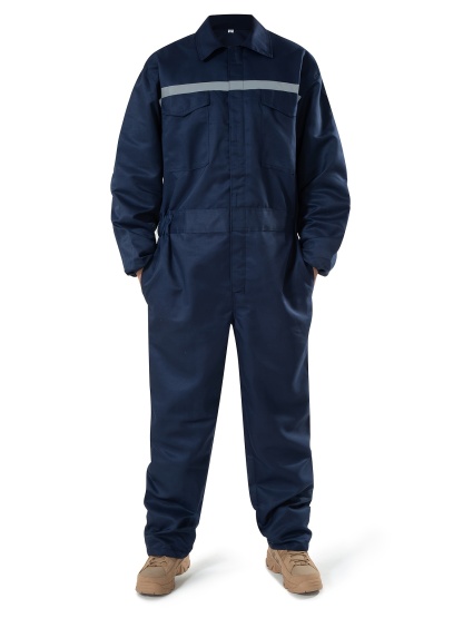 Men's Reflective Stripe Coverall Durable Industrial Mechanic Workwear One Piece Jumpsuit for Safety & Comfort