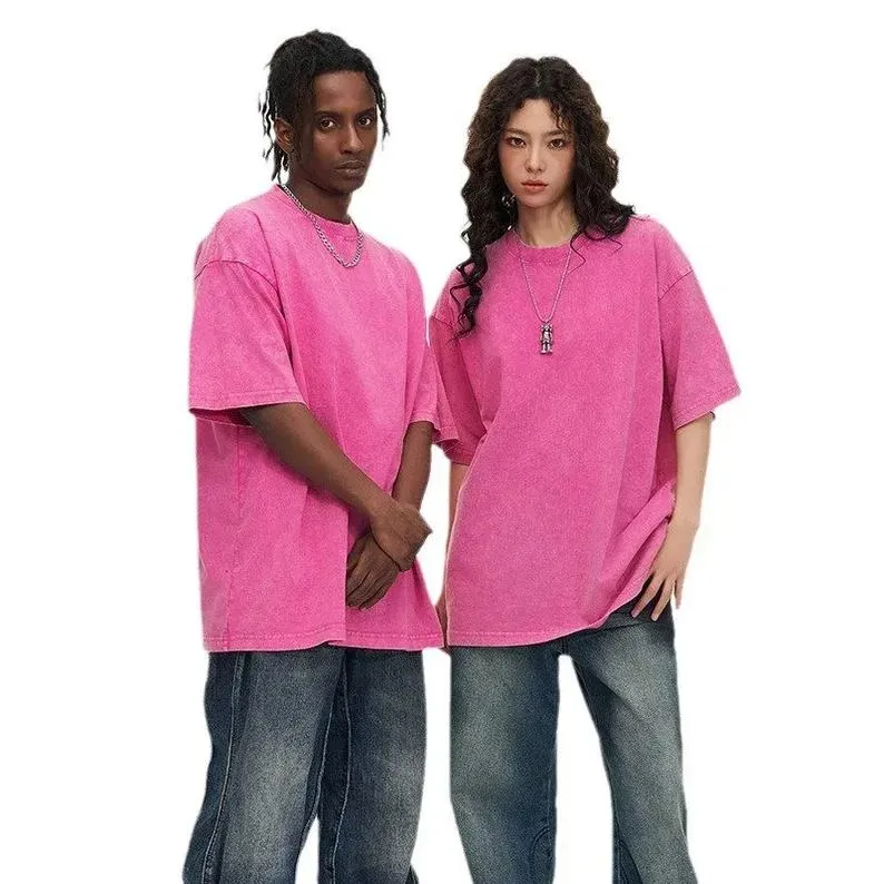 🔥Last Day Promotion🔥Unisex Casual Loose Wash Solid Basic Tees Vintage Oversized T-Shirt