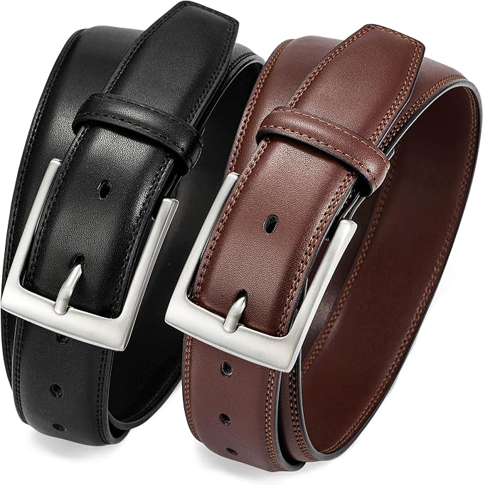 MILORDE Men's Genuine Leather Dress Belts, Handmade Classic Every Day Leather Jeans Belt for Men Work Business Casual