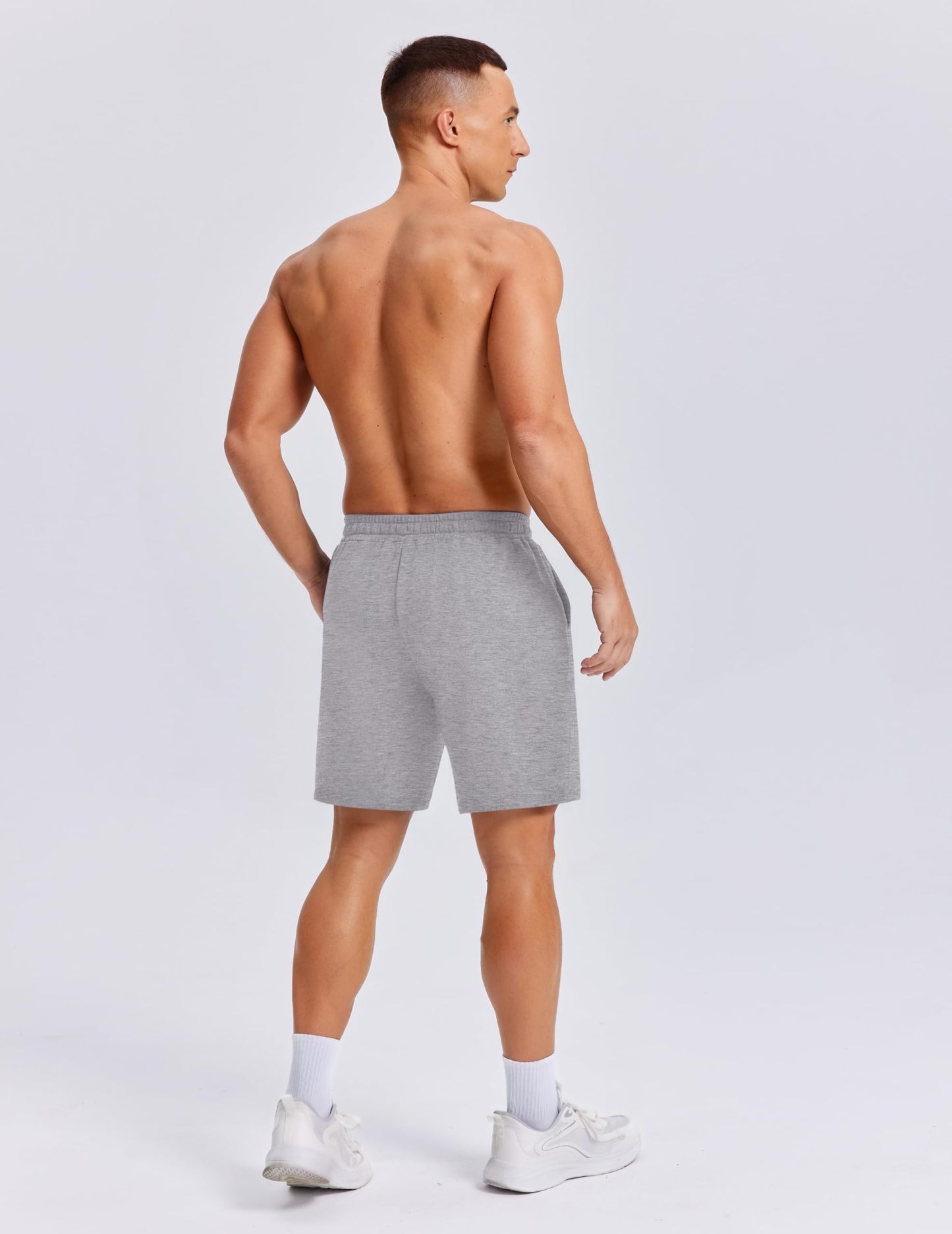 Men's Plain Drawstring Waist Sweat Short Unisex Sport Lounge Short