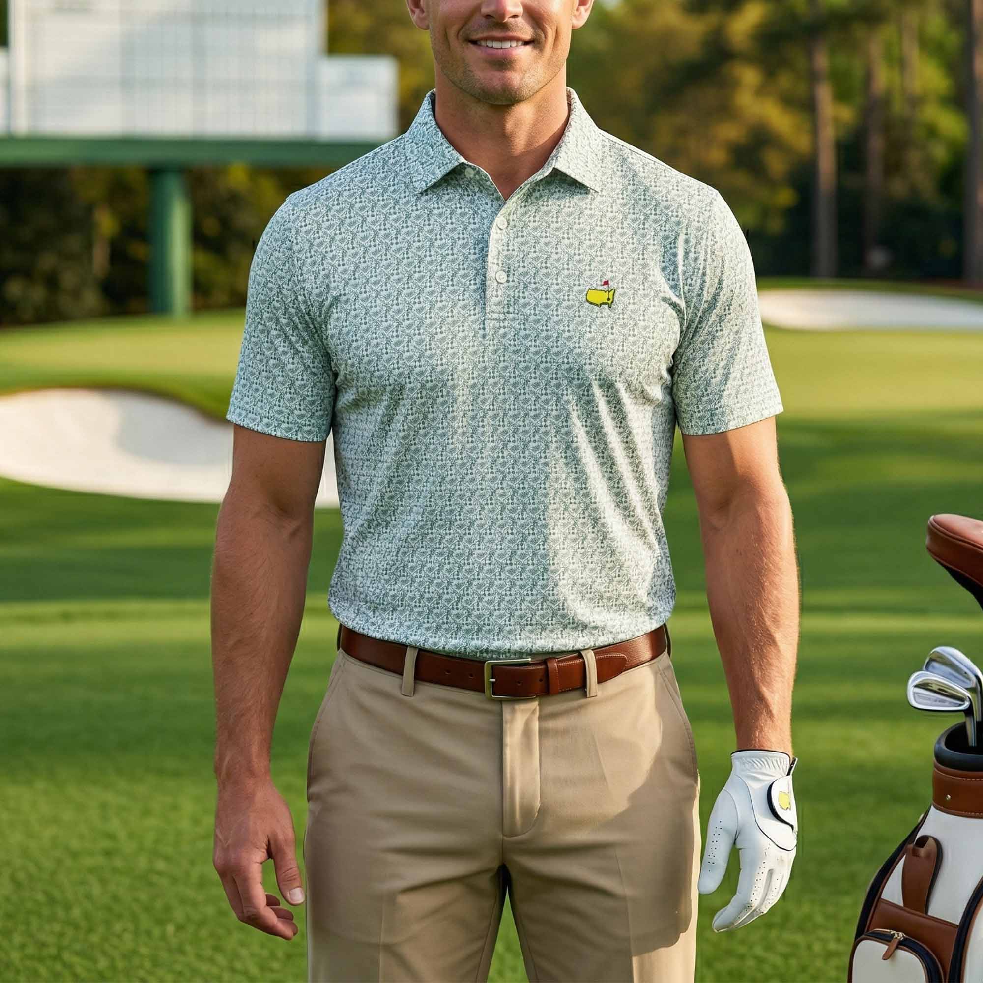 Men's Short Sleeve Moisture Wicking Embroidered Golf Polo Shirt 