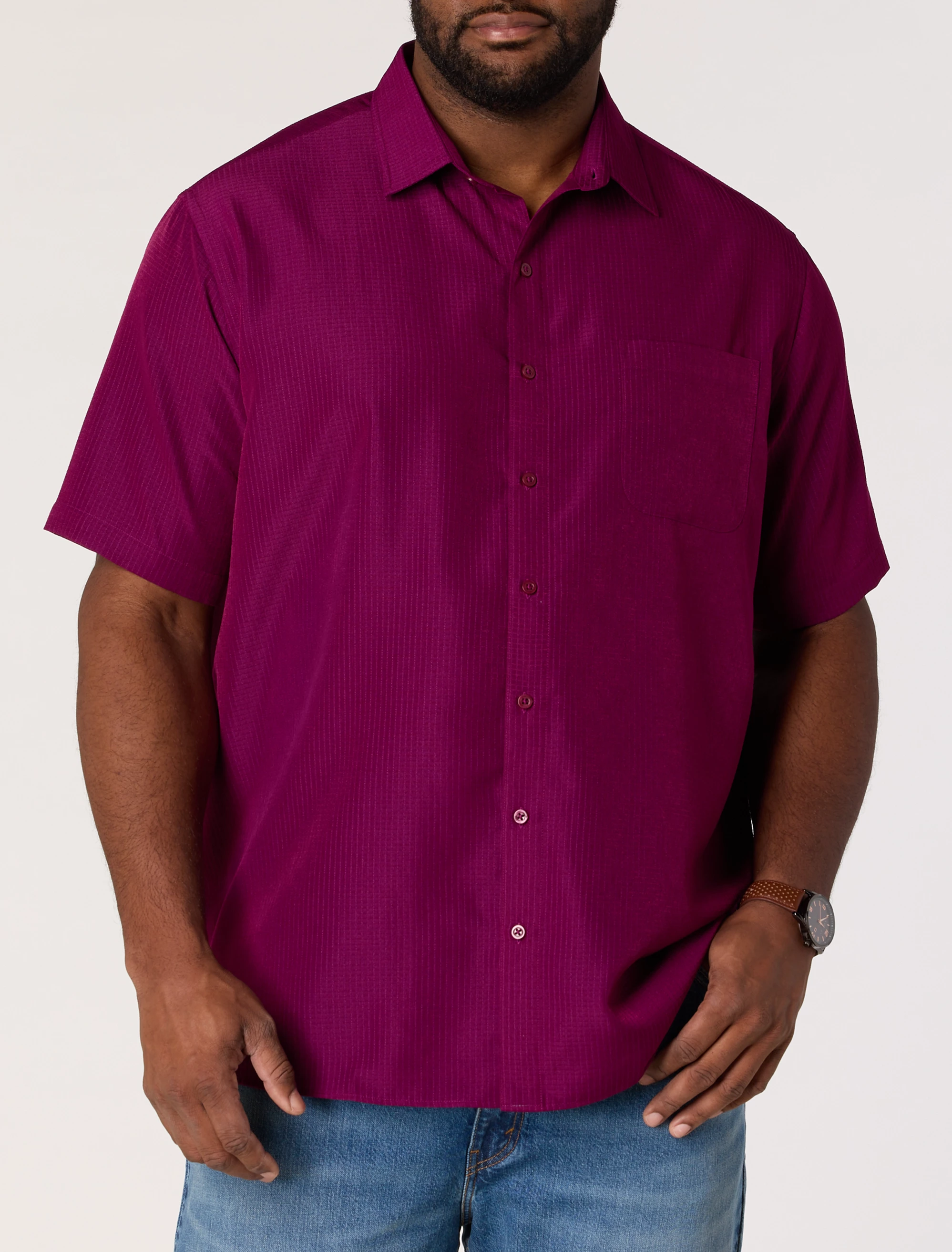 Microfiber Comfort Grid Sport Shirt