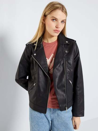 Blouson en simili uni 