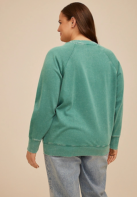 Plus Size Washed Clover Sweatshirt