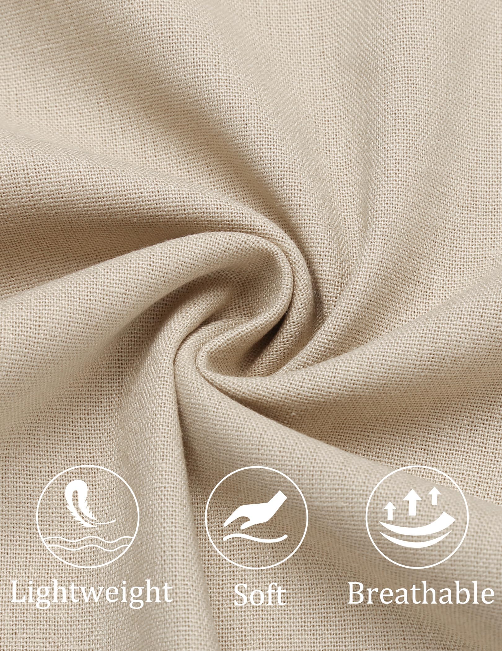 Men's Cotton Linen Pants Elastic Waist Lightweight Casual Pant