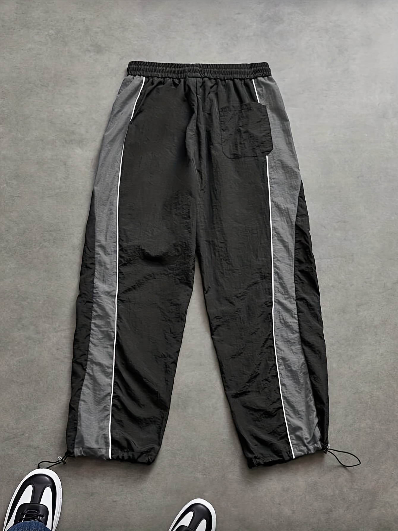 Men's High Street Patchwork Tracksuit Reflective Windbreaker Jacket Athletic Joggers Techwear Set