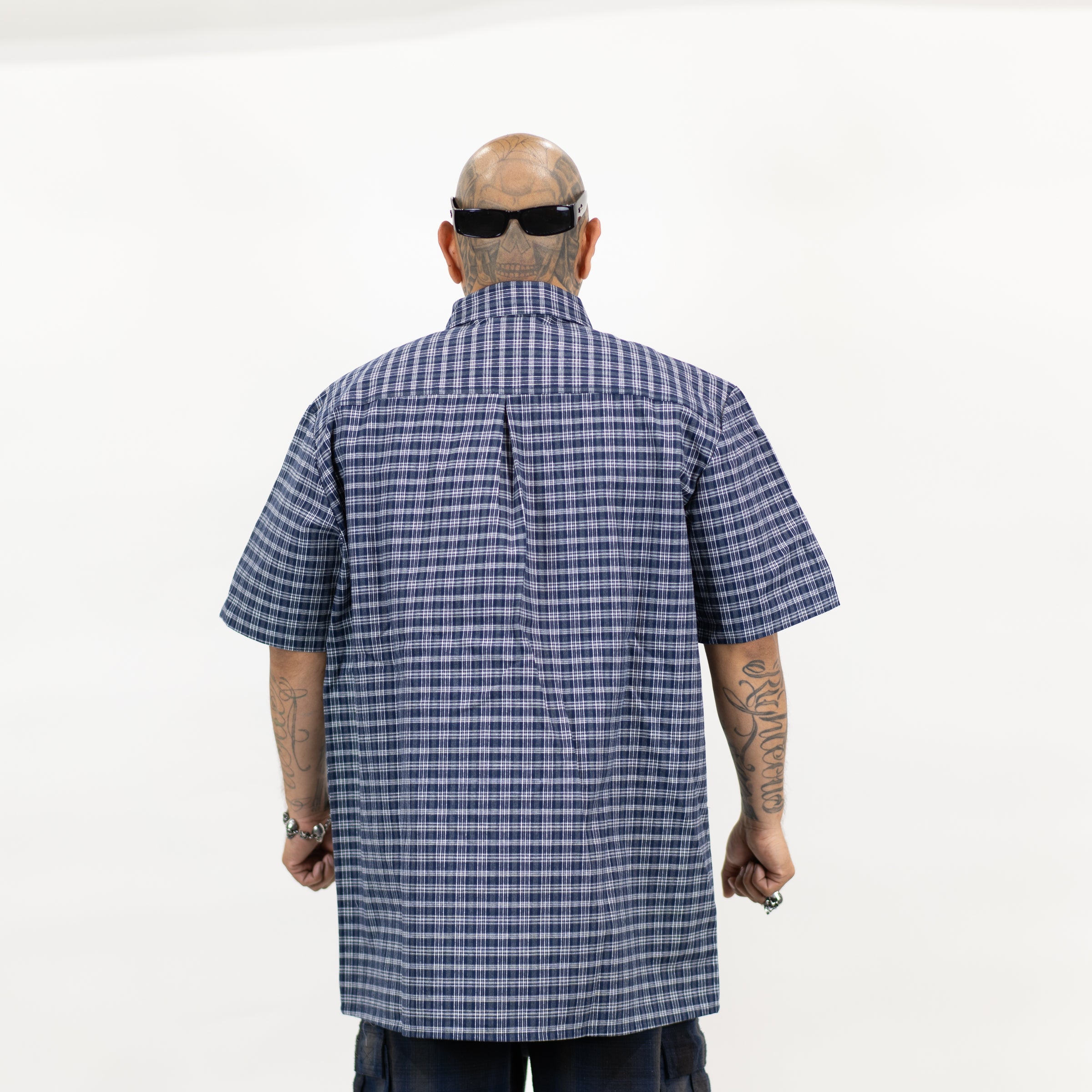 FB County Vintage Long Collar Short Sleeve Checker Shirt