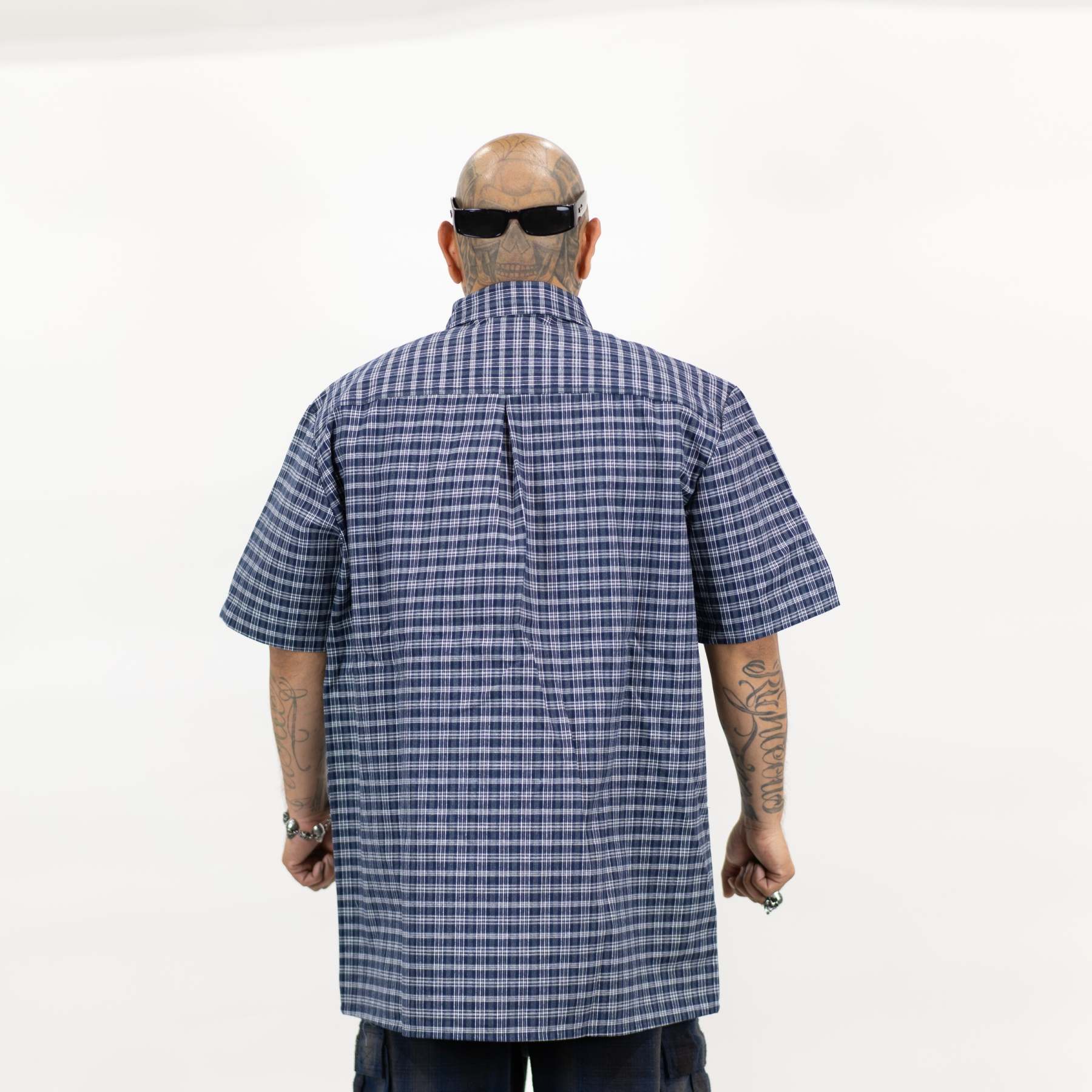FB County Vintage Long Collar Short Sleeve Checker Shirt