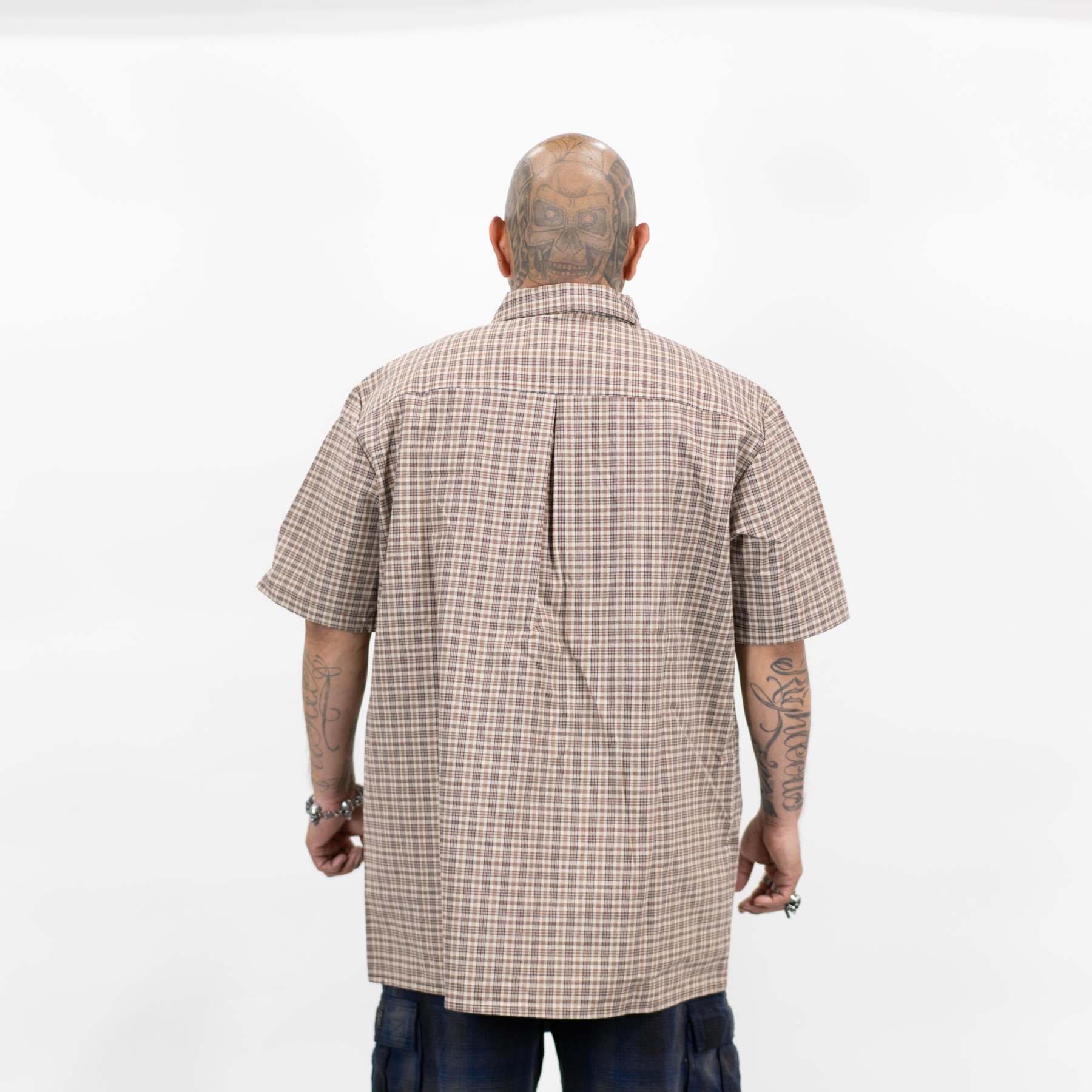 FB County Vintage Long Collar Short Sleeve Checker Shirt