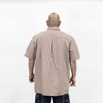 FB County Vintage Long Collar Short Sleeve Checker Shirt