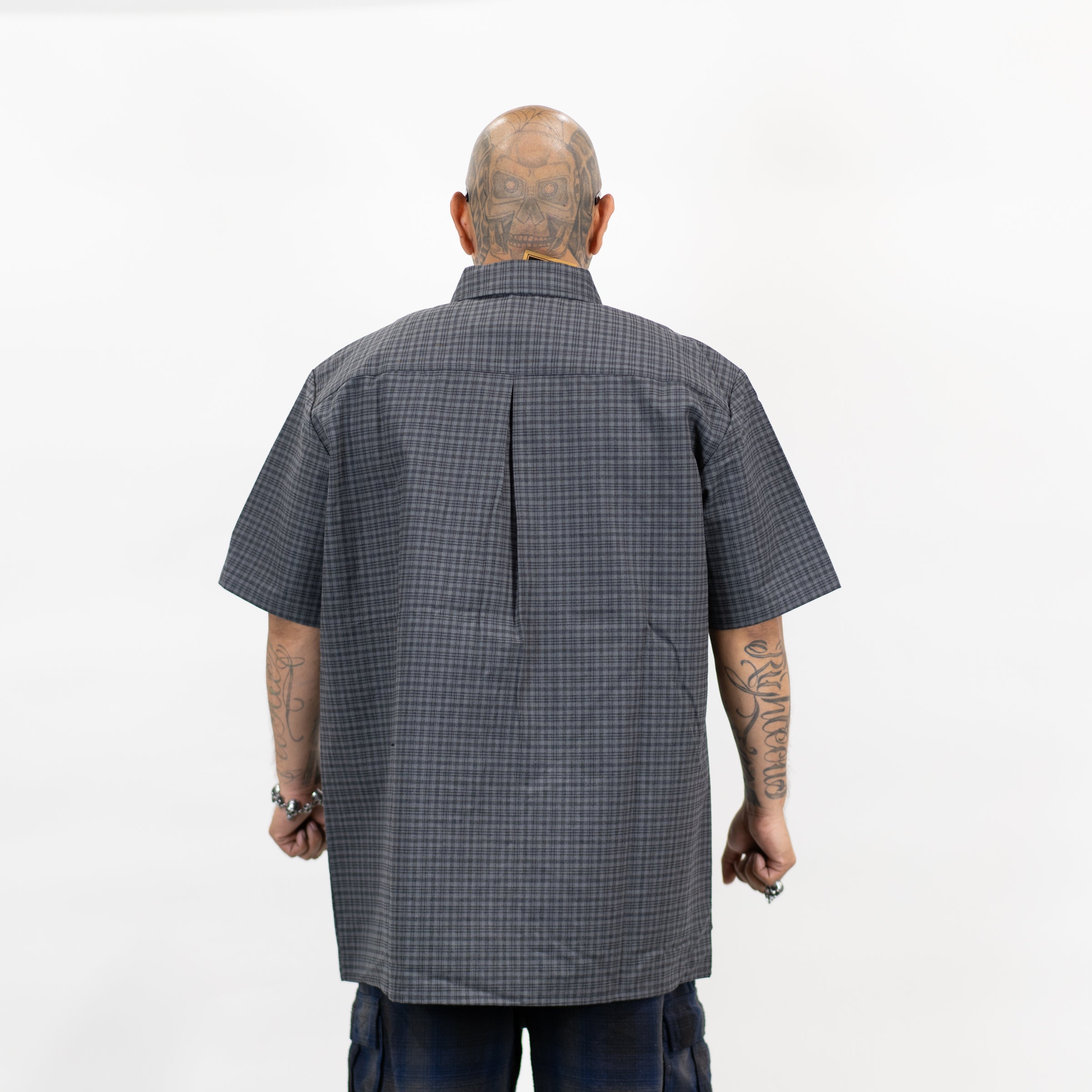 FB County Vintage Long Collar Short Sleeve Checker Shirt