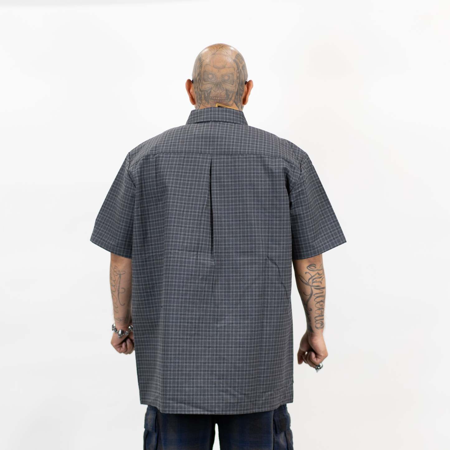 FB County Vintage Long Collar Short Sleeve Checker Shirt