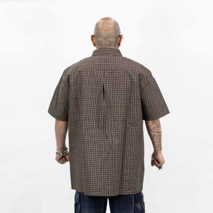FB County Vintage Long Collar Short Sleeve Checker Shirt