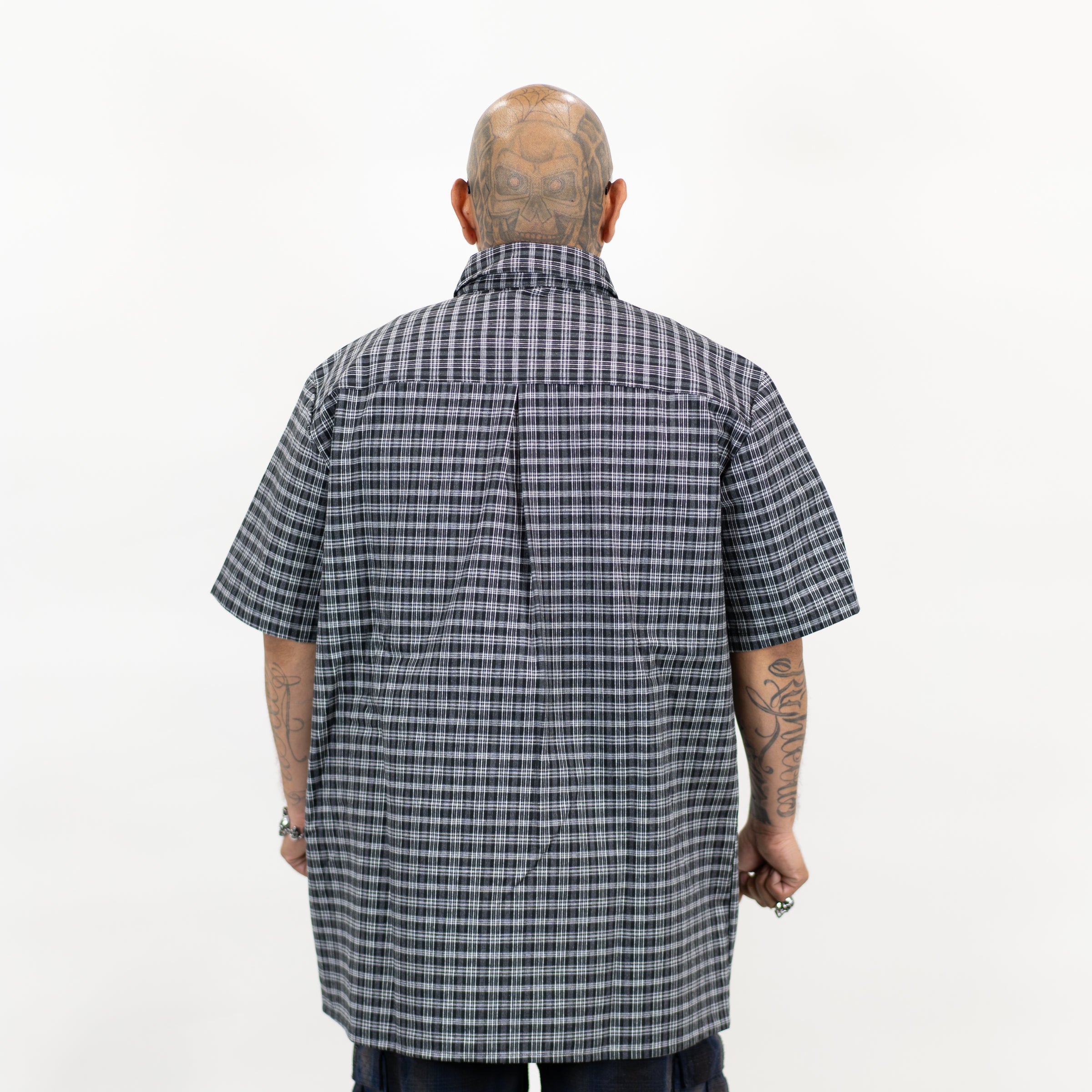 FB County Vintage Long Collar Short Sleeve Checker Shirt