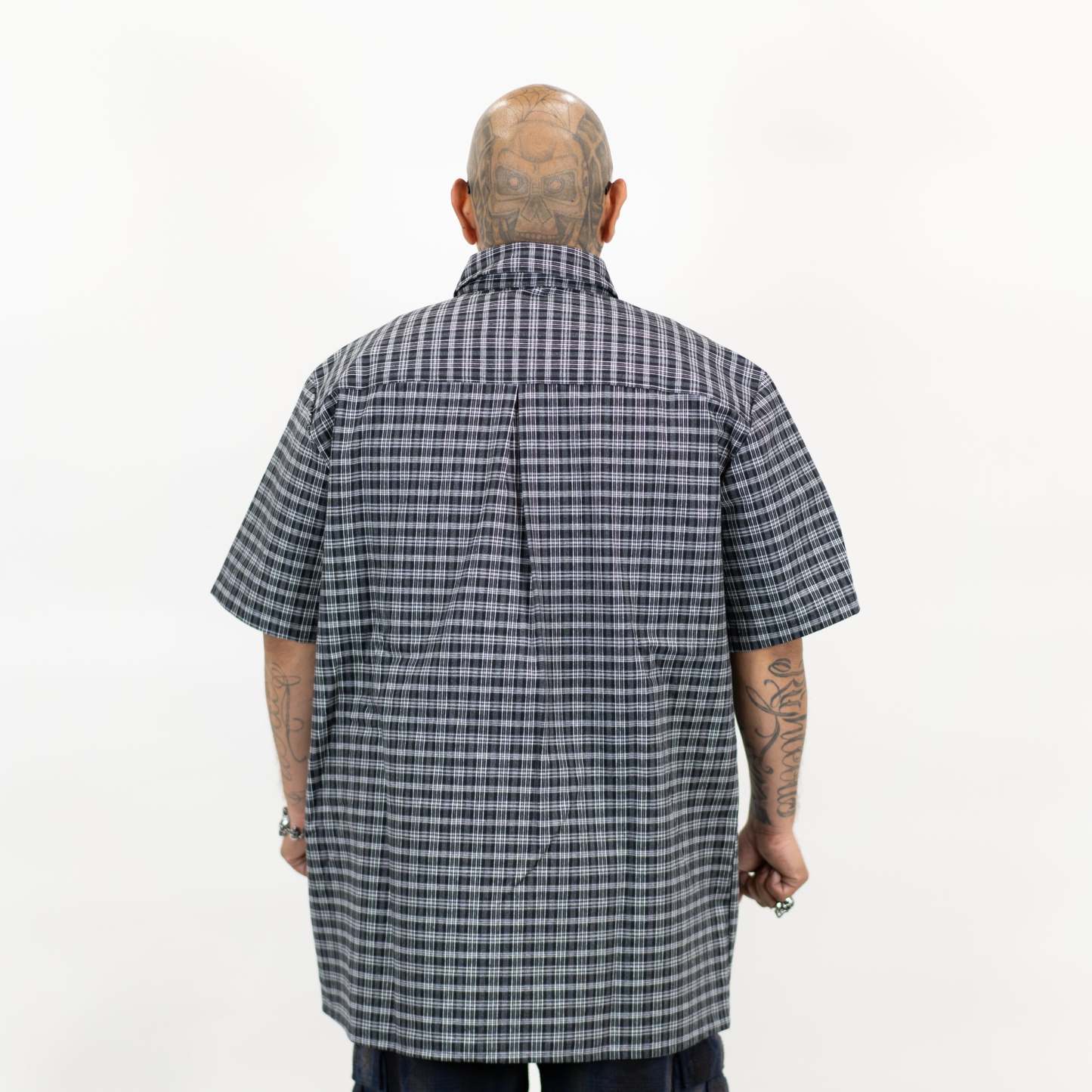 FB County Vintage Long Collar Short Sleeve Checker Shirt