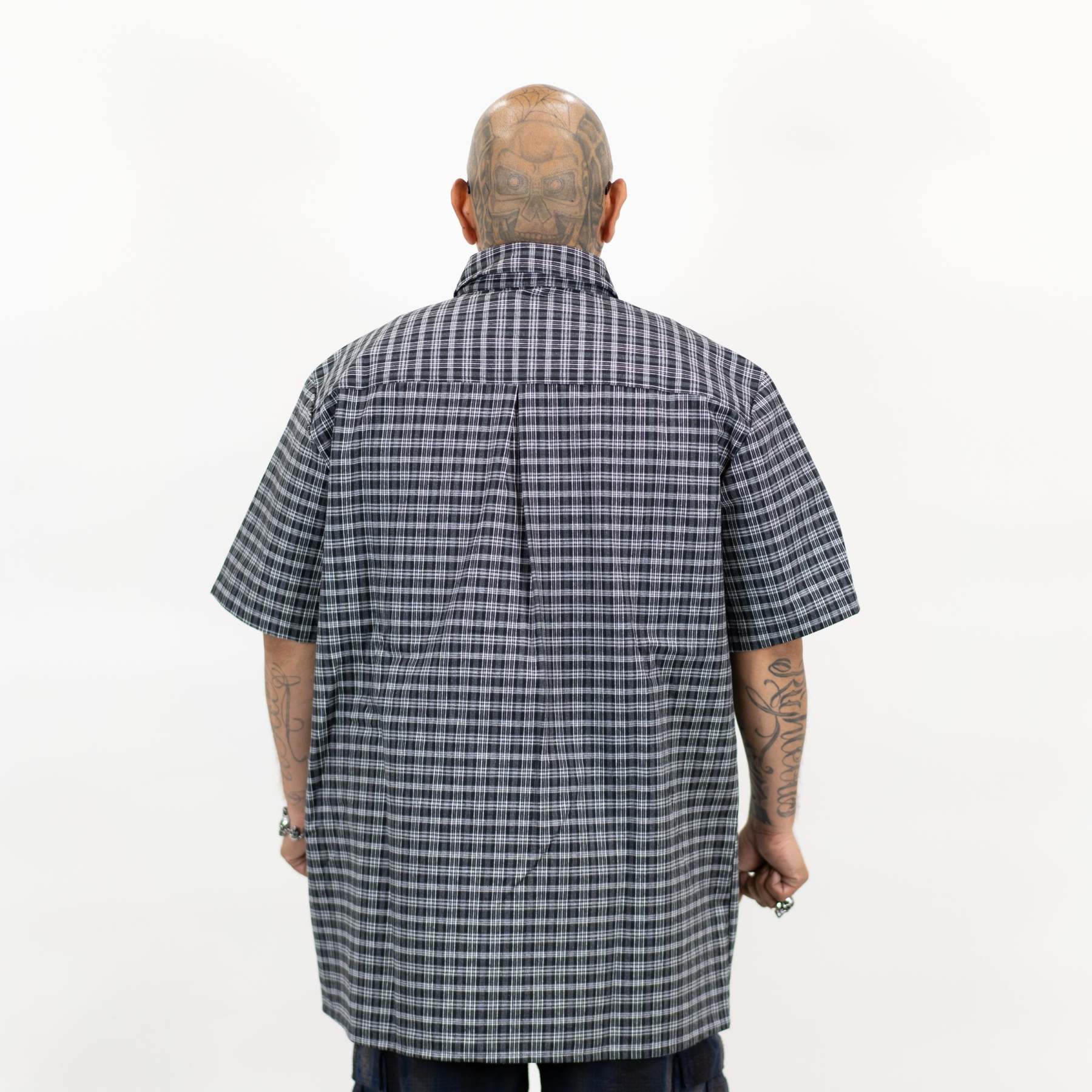 FB County Vintage Long Collar Short Sleeve Checker Shirt