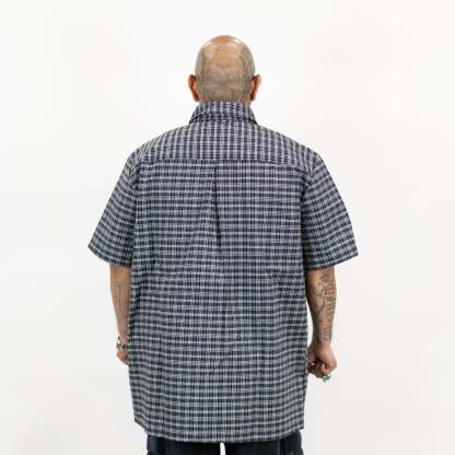 FB County Vintage Long Collar Short Sleeve Checker Shirt