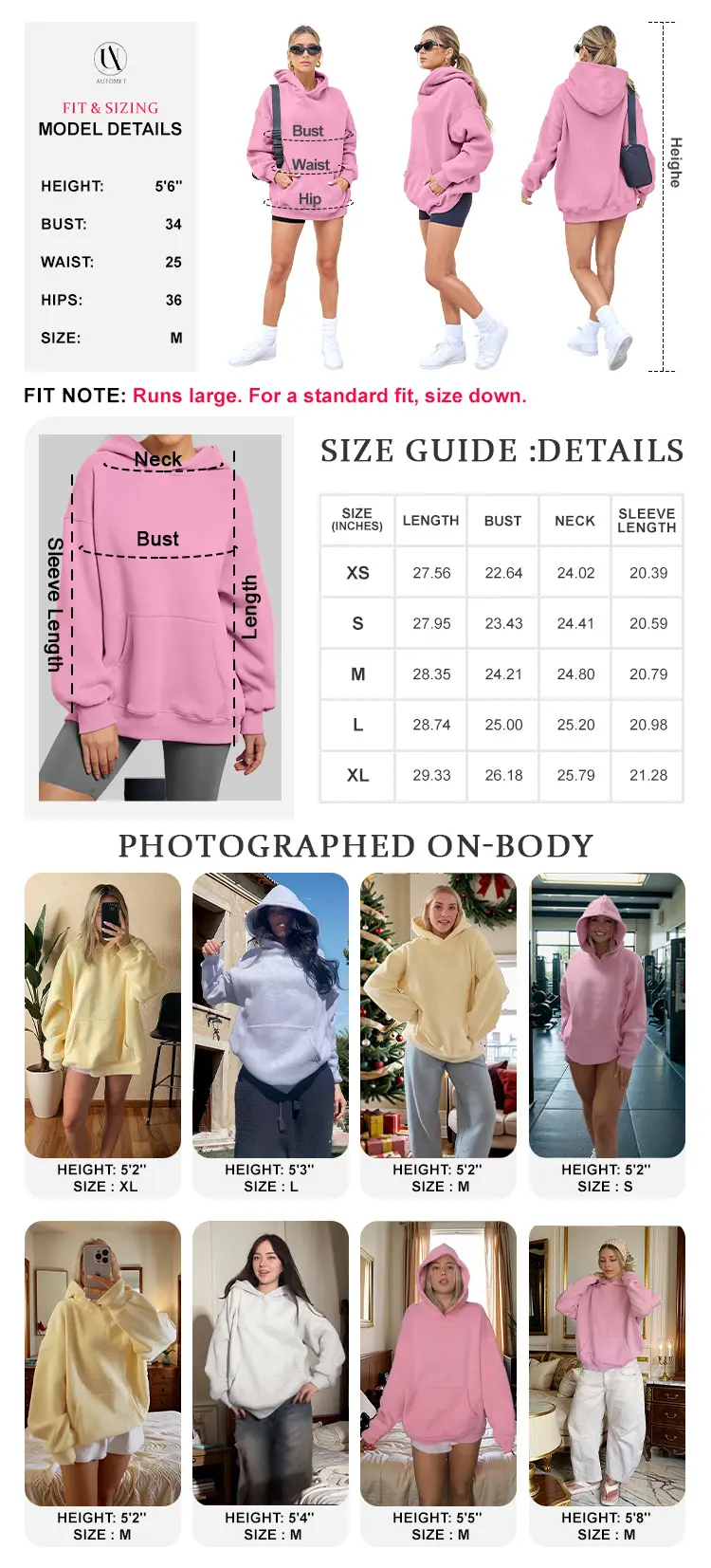 Product Introduction of AUTOMET Womens Oversized Hoodies Fleece Sweatshirts Long Sleeve Sweaters Pullover Fall Clothes with Pocket Fallreshness 2