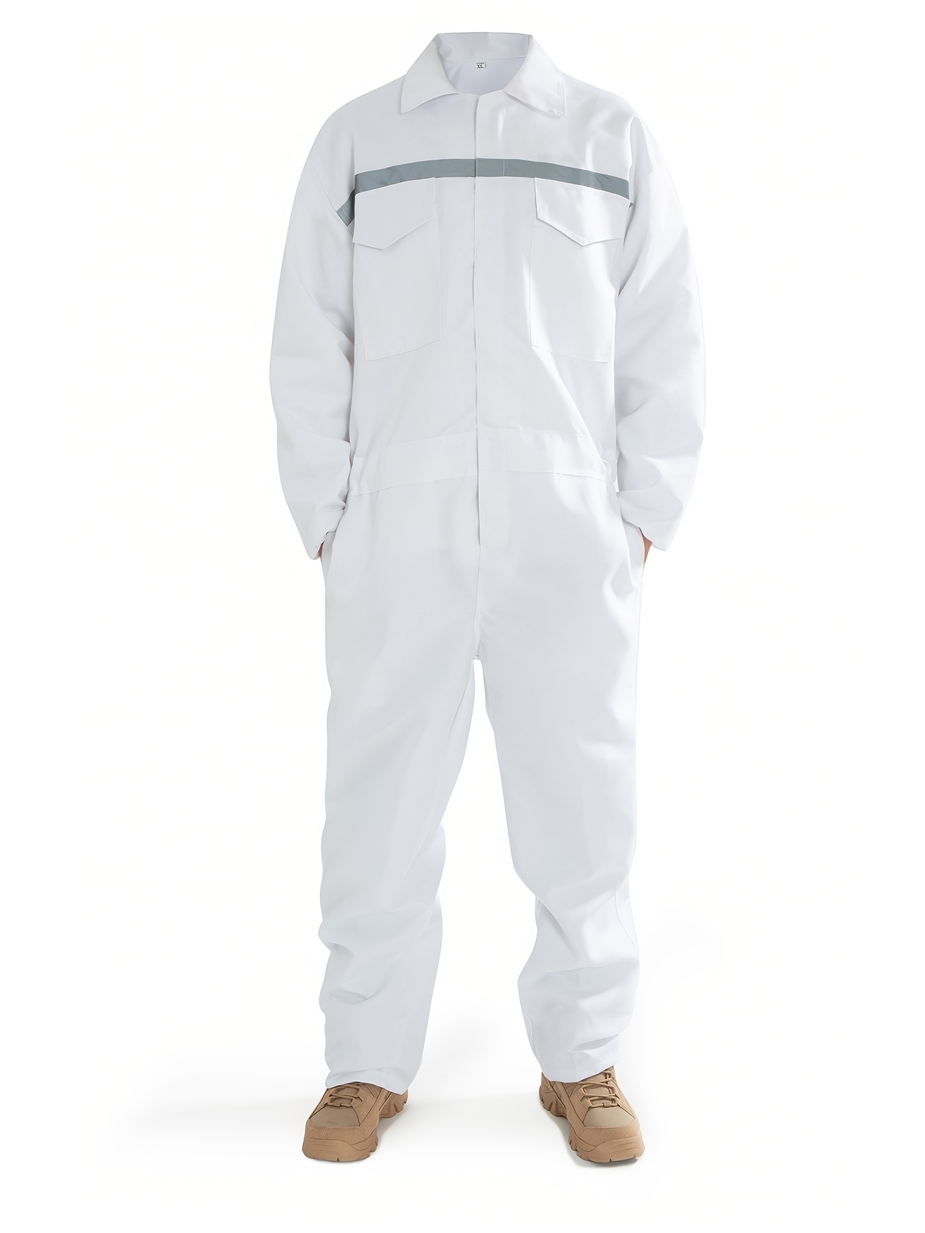 Men's Reflective Stripe Coverall Durable Industrial Mechanic Workwear One Piece Jumpsuit for Safety & Comfort