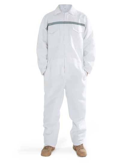 Men's Reflective Stripe Coverall Durable Industrial Mechanic Workwear One Piece Jumpsuit for Safety & Comfort