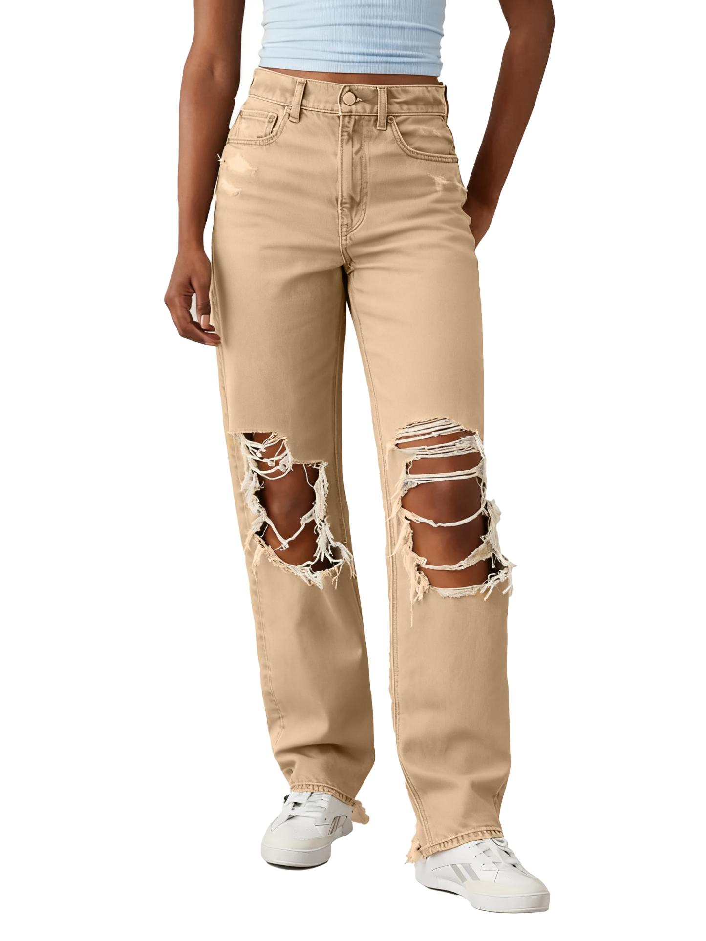 6-Pack Women's Strigid Ripped Highest Waist Baggy Straight Jean