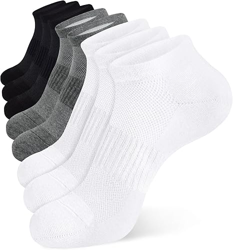 Jane Stone Men's Ankle Socks - 8 Pack Cotton Low Cut Non Slip No Show Socks Size 9-12/13-15