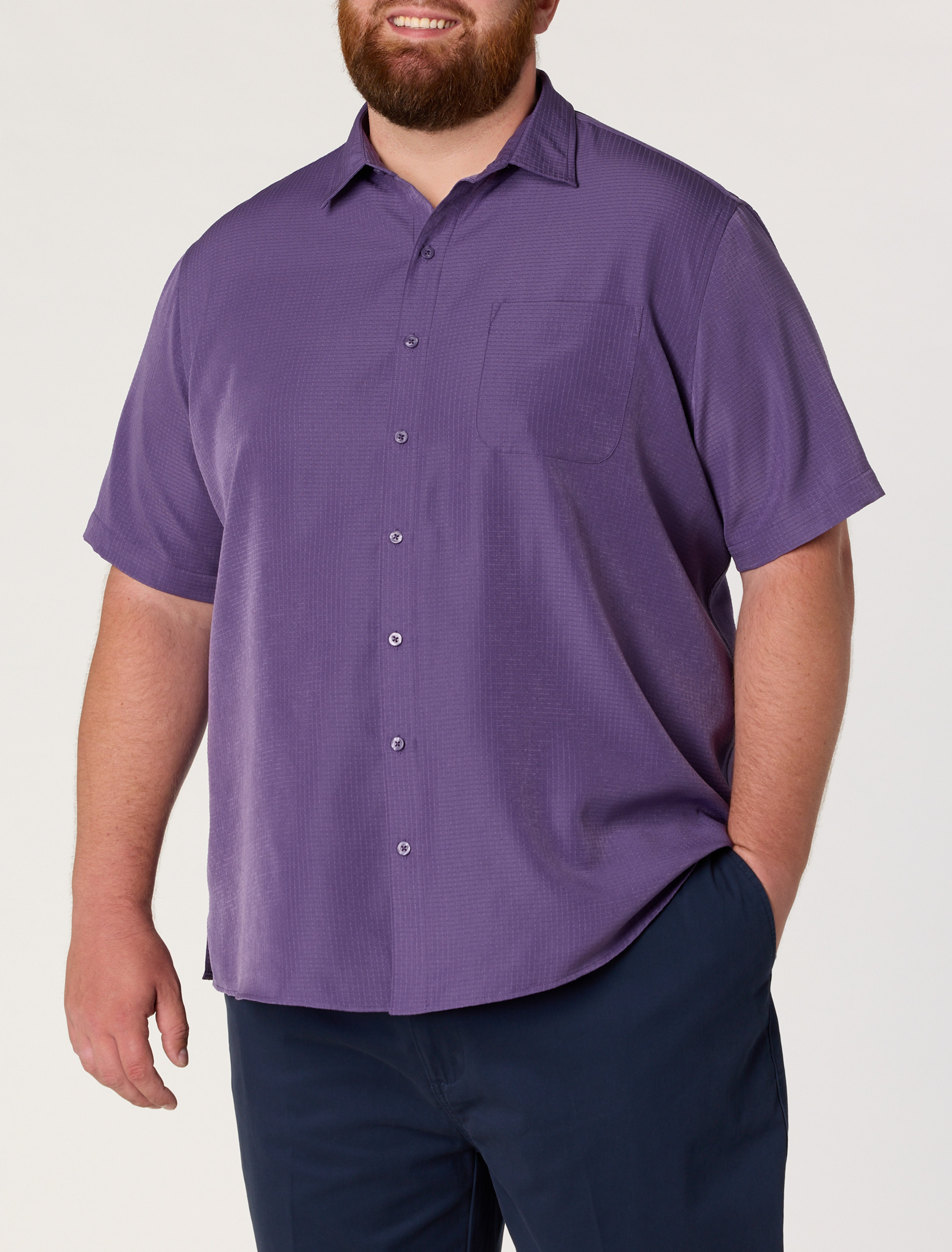 Microfiber Comfort Grid Sport Shirt