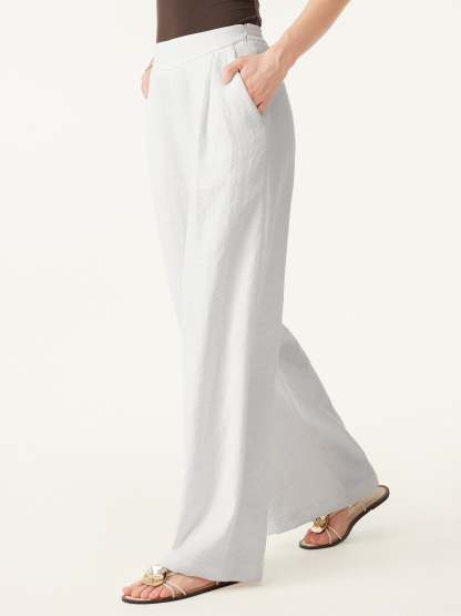 Breezy Linen-Like Mid Rise Wide Leg Pant with Pockets