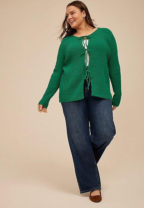 Tie Front Ribbed Cardigan