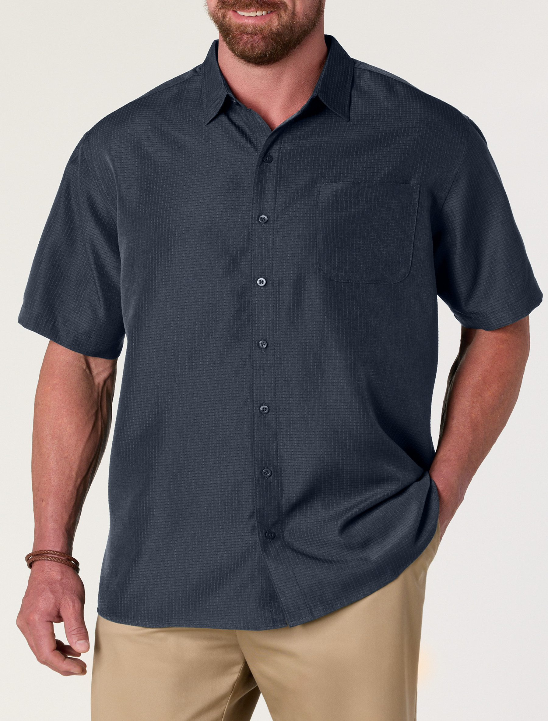 Microfiber Comfort Grid Sport Shirt
