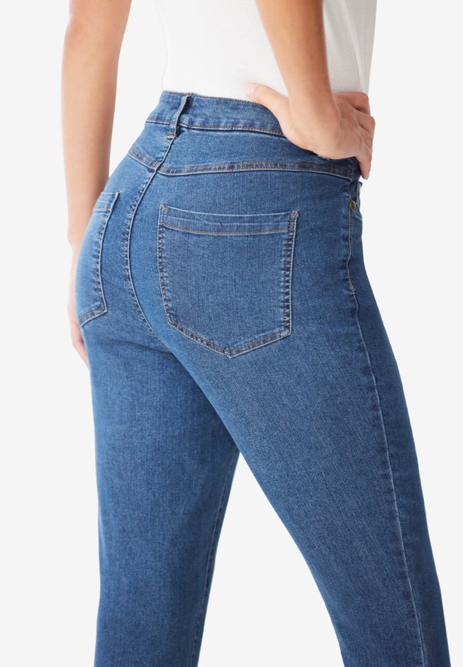 Stretch Denim 5-Pocket Straight-Leg Jeans