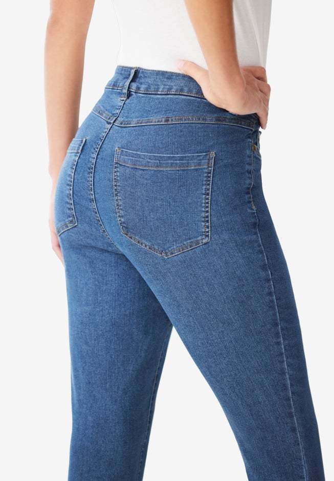 Stretch Denim 5-Pocket Straight-Leg Jeans