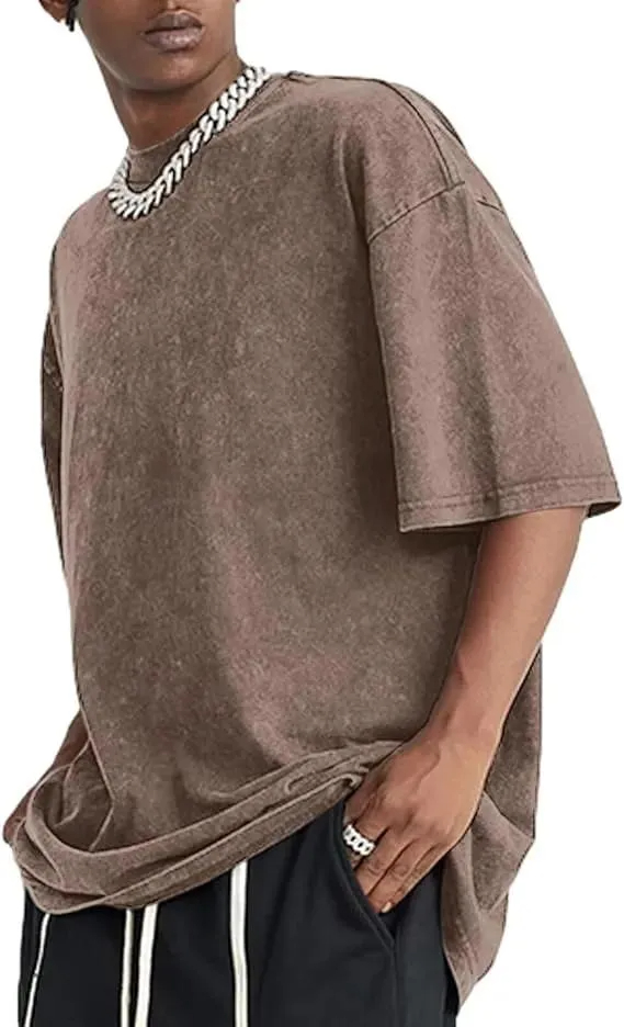 🔥Last Day Promotion🔥Unisex Casual Loose Wash Solid Basic Tees Vintage Oversized T-Shirt