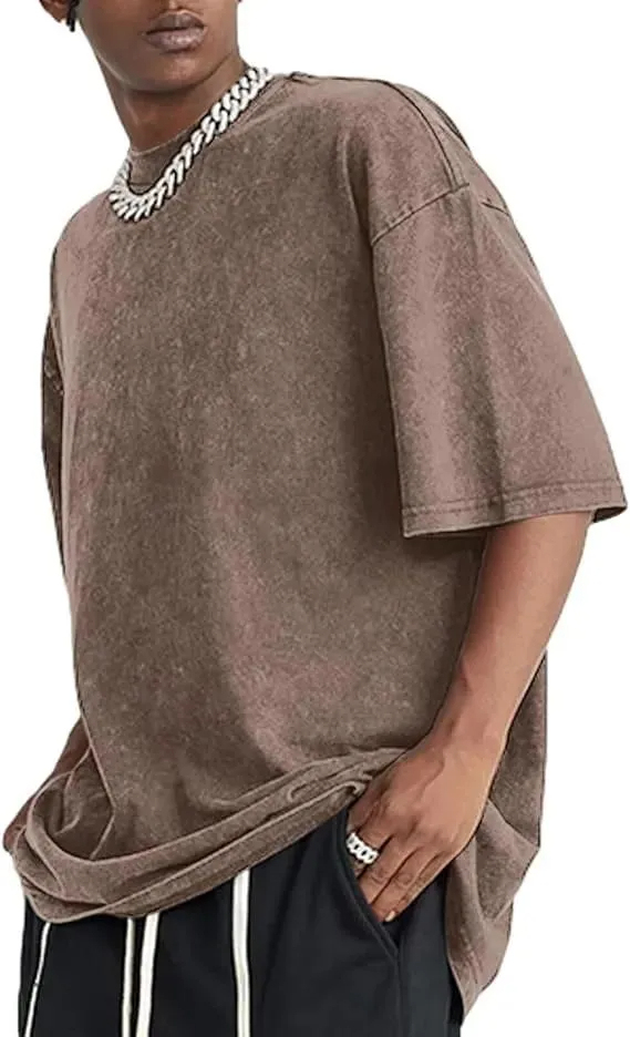 🔥Last Day Promotion🔥Unisex Casual Loose Wash Solid Basic Tees Vintage Oversized T-Shirt