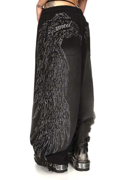 FALLEN RHINESTONE OVERSIZED SWEATPANTS WASHED BLACK