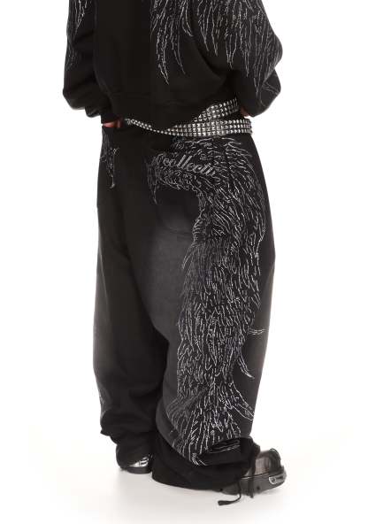 FALLEN RHINESTONE OVERSIZED SWEATPANTS WASHED BLACK