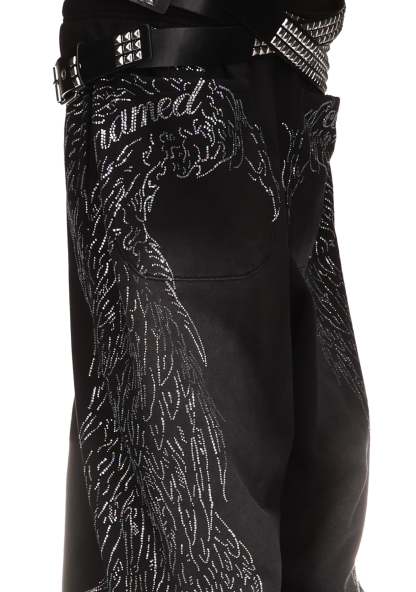 FALLEN RHINESTONE OVERSIZED SWEATPANTS WASHED BLACK