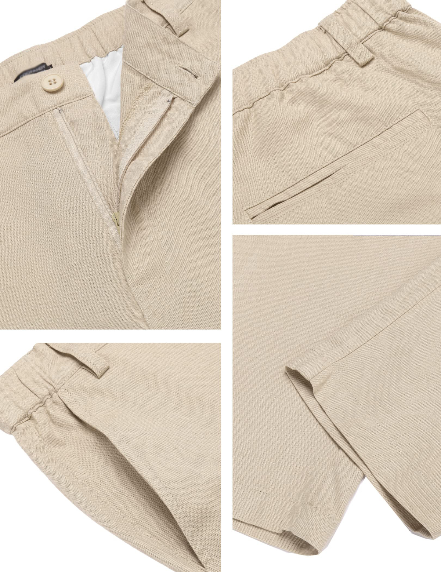 Men's Cotton Linen Pants Elastic Waist Lightweight Casual Pant