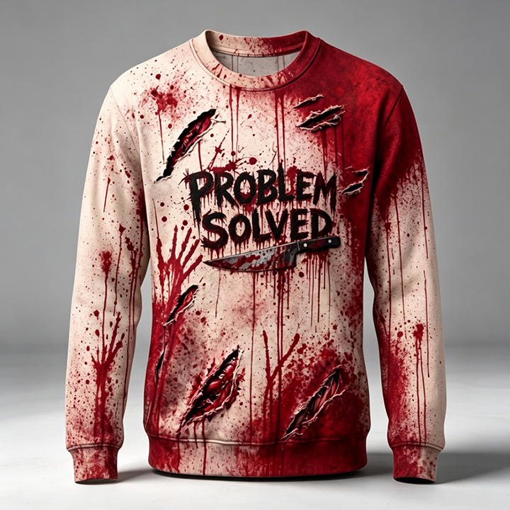 Creepy Shirt - Problem Solved Blood Custom Hoodie