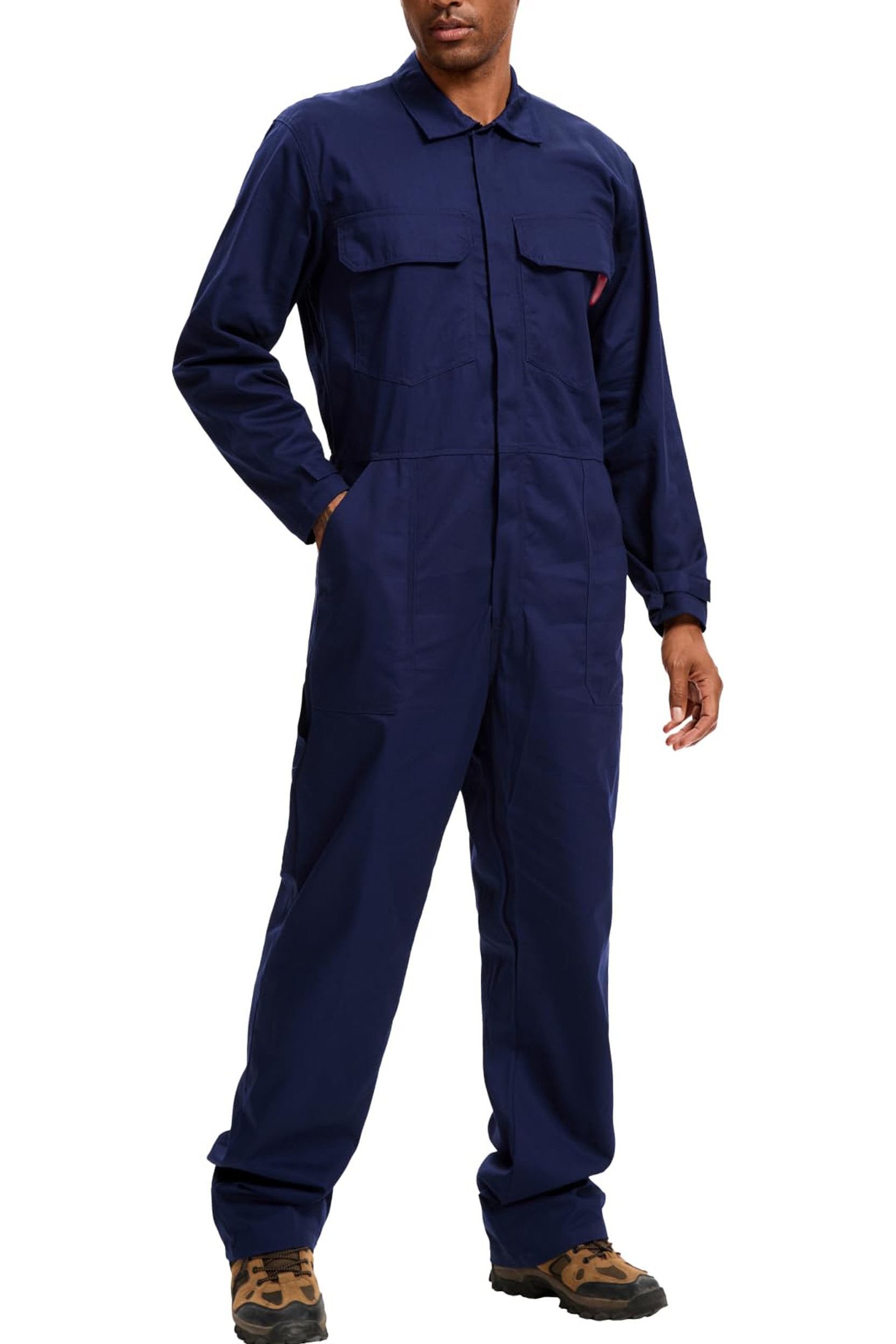Men's Coveralls Long Sleeve 100% Cotton Twill Workwear Jumpsuit Relaxed Fit