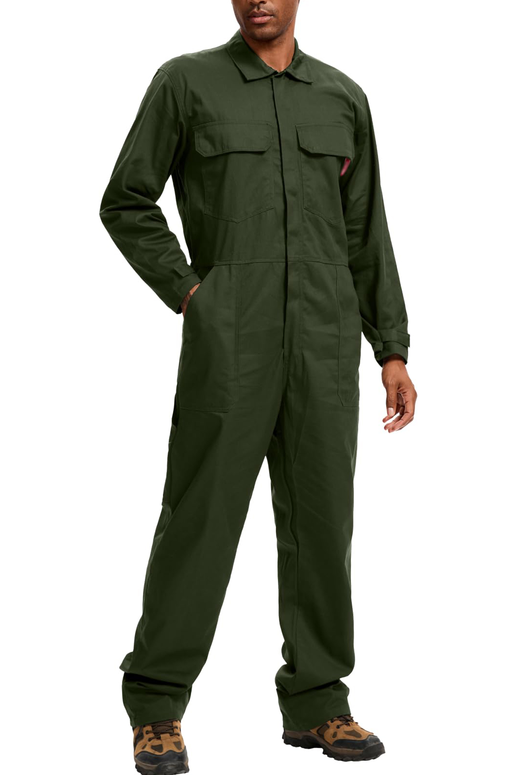 Men's Coveralls Long Sleeve 100% Cotton Twill Workwear Jumpsuit Relaxed Fit