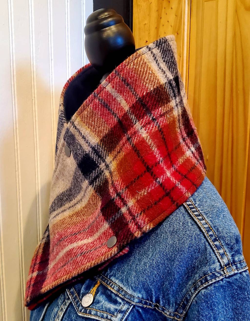 Wool Cowl Scarf - Vintage Stewart Tartan