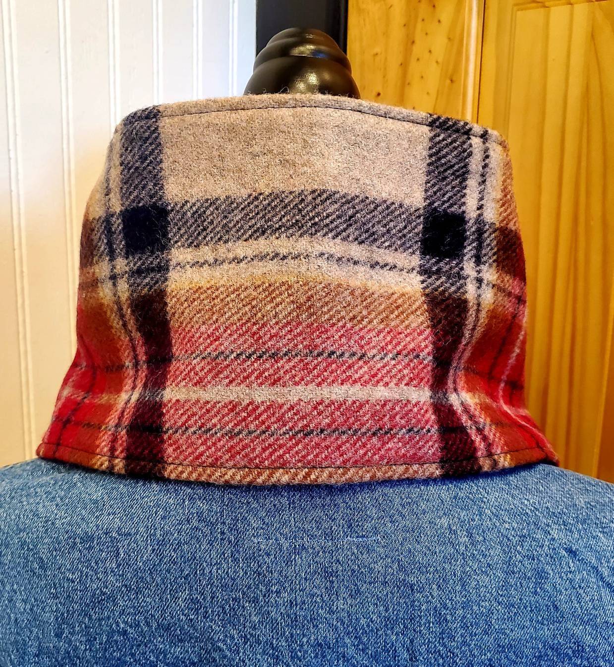 Wool Cowl Scarf - Vintage Stewart Tartan