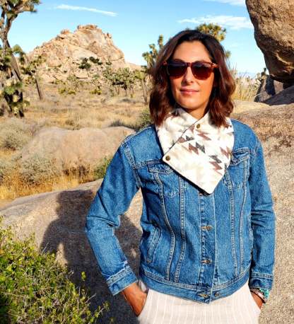 Women's Western Cowl - White Aztec