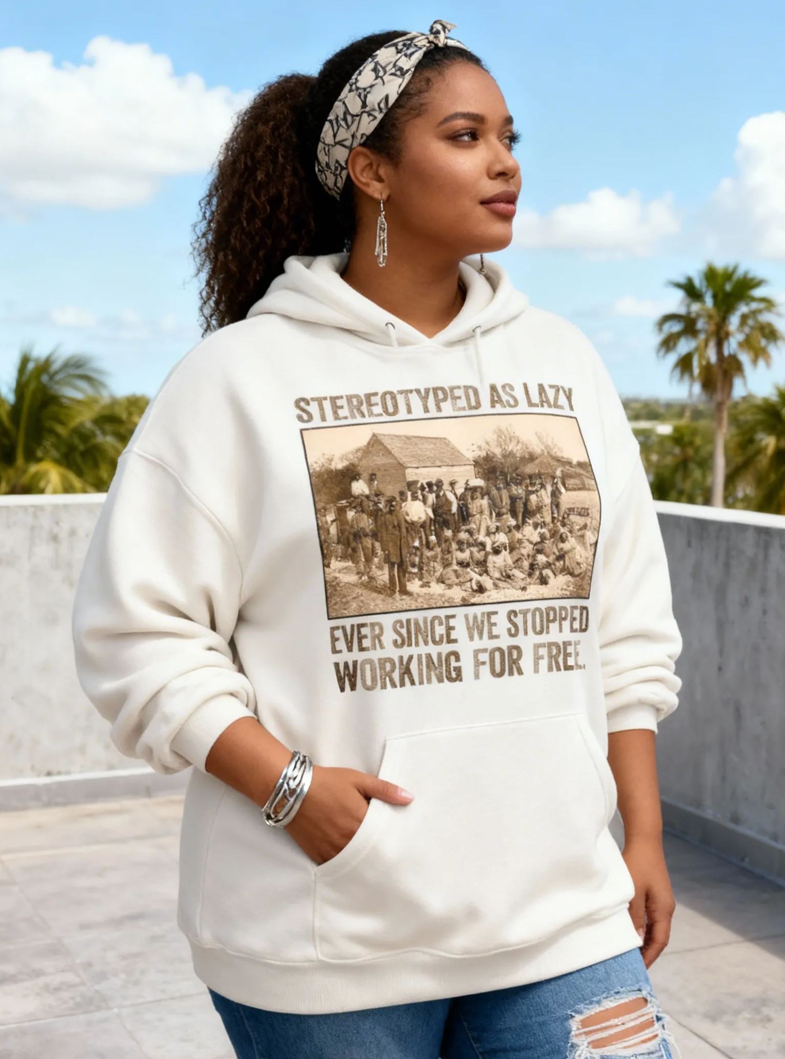 Black History Empowerment Hoodie 'Stereotyped As Lazy' Vintage Photo Graphic Sweatshirt