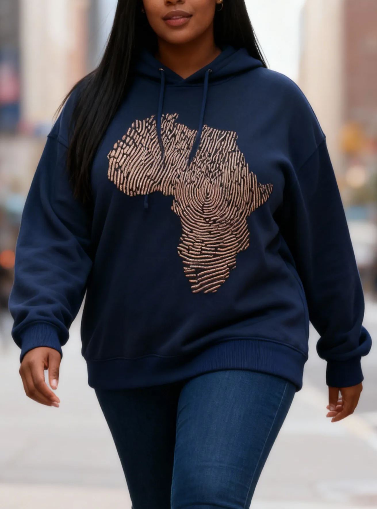 Africa Map Fingerprint Graphic Oversized Hoodie