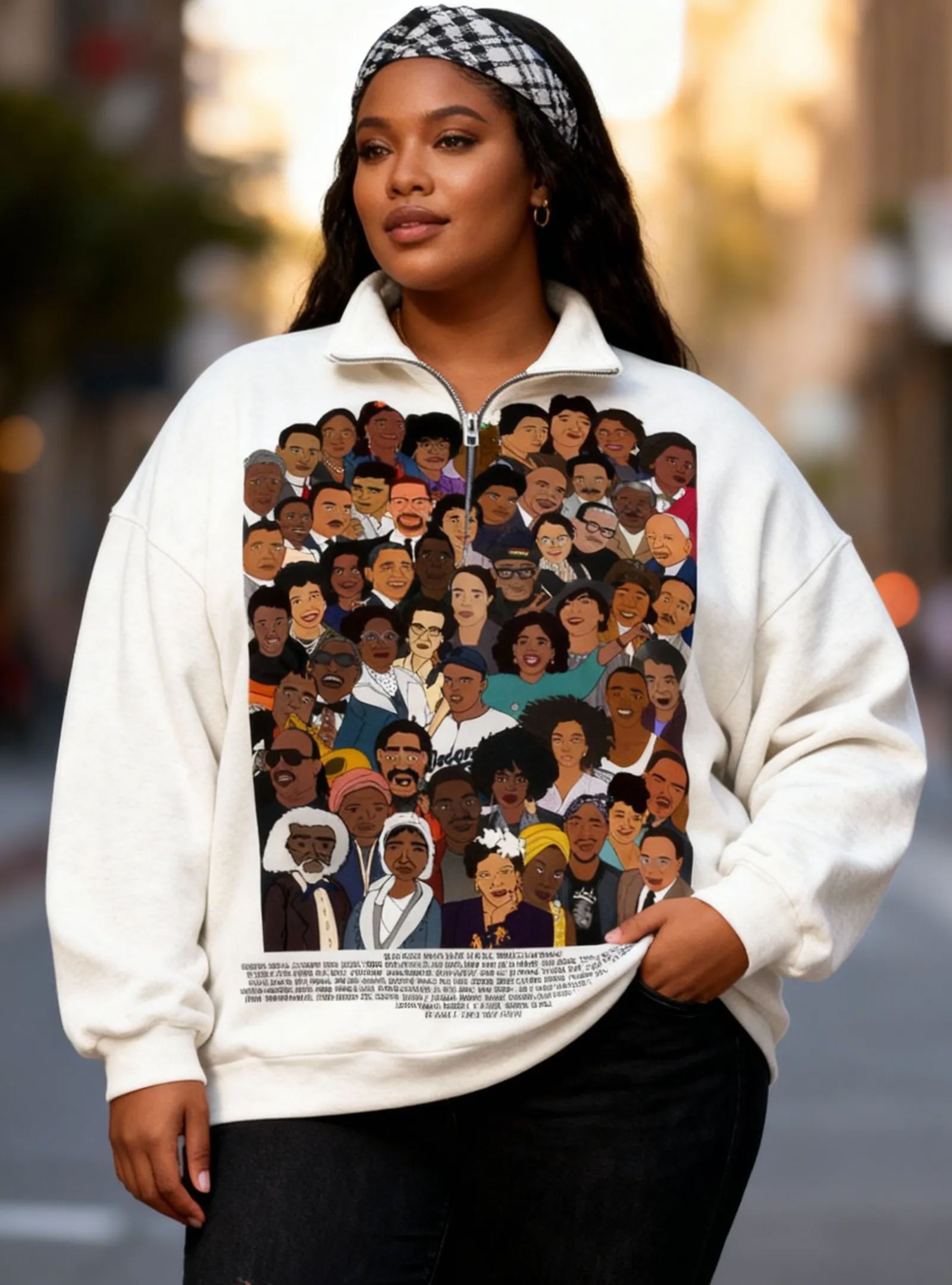 Black History Icons Oversized Lapel Sweatshirt
