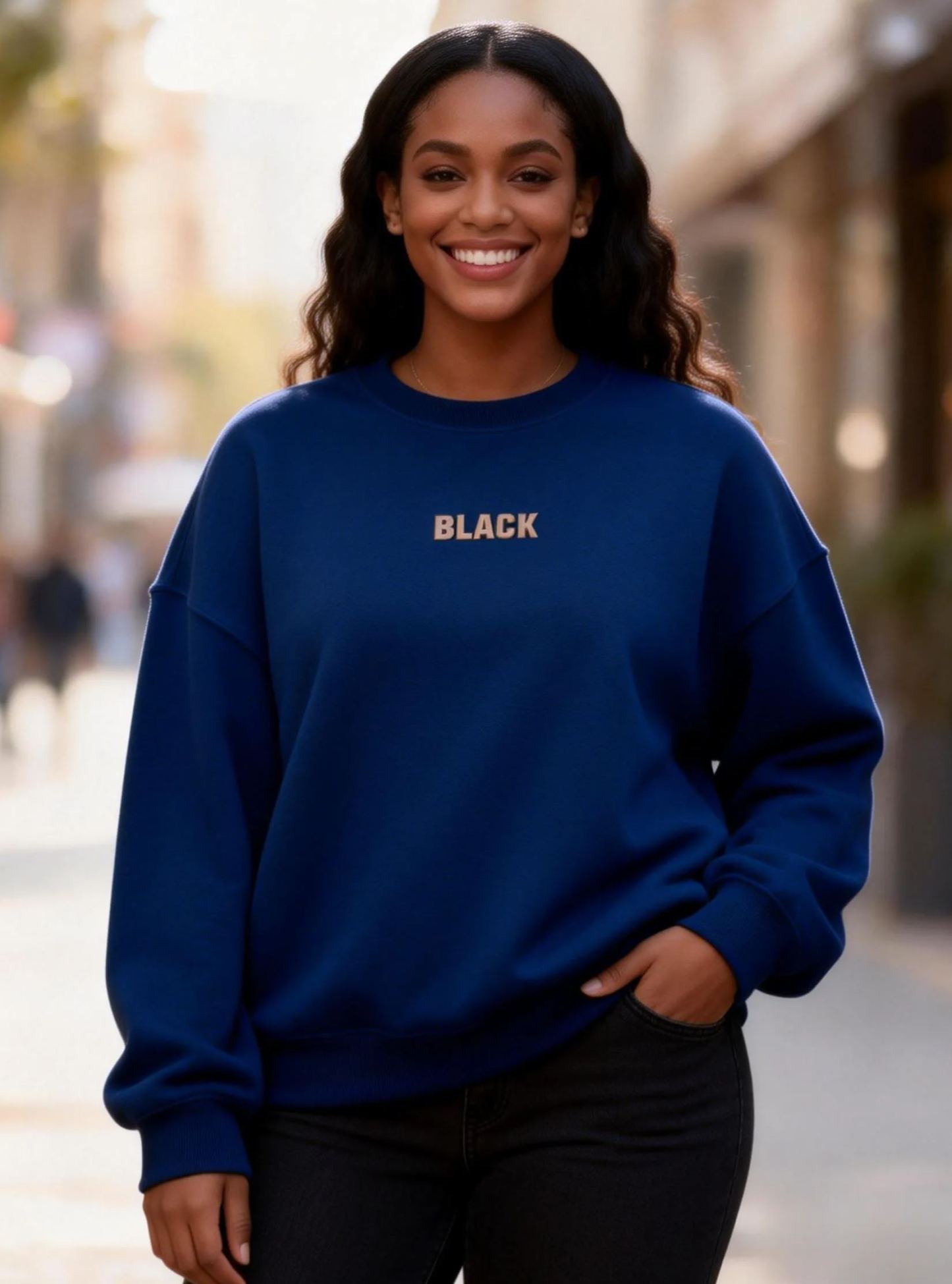 "I Am Black History" Graphic Puff Print Crewneck Oversized Sweatshirt 