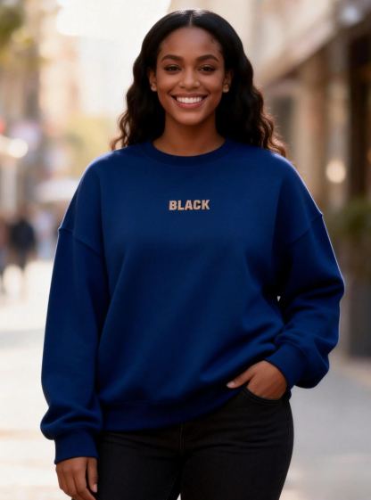 "I Am Black History" Graphic Puff Print Crewneck Oversized Sweatshirt 