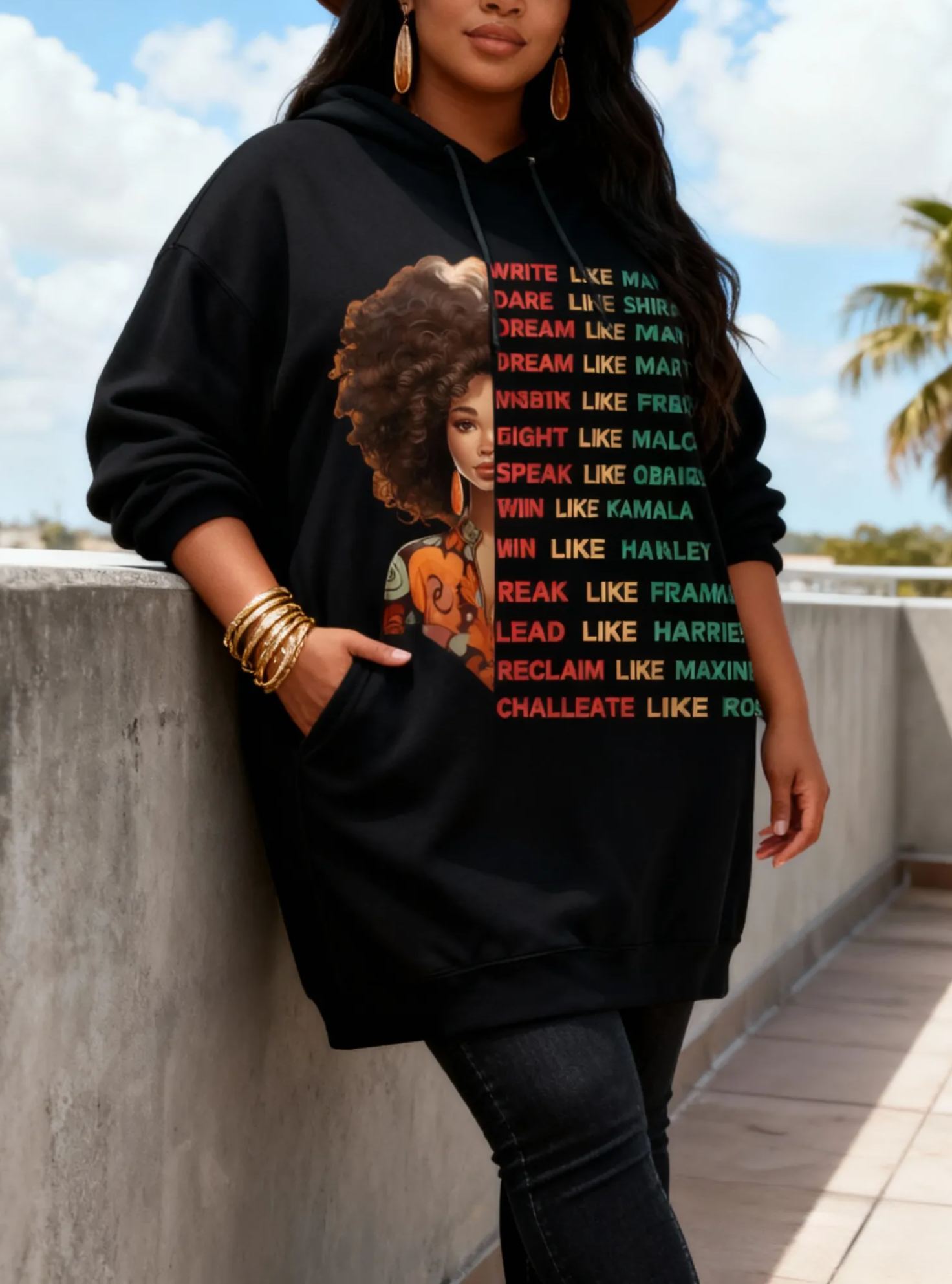 Black History Icon Quote Hoodie Dress 